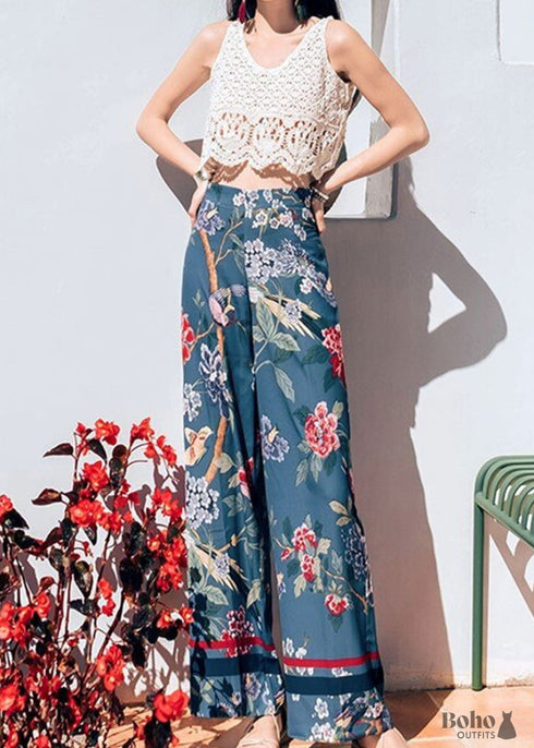 Boho Pants - Palazzo Pants in Blue Bird For Women